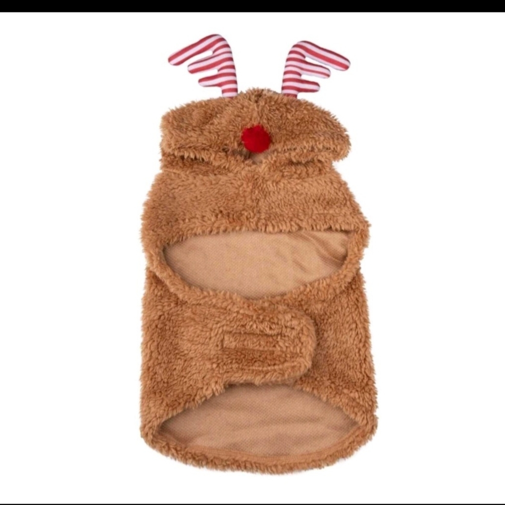 Brand New Vibrant Life Brown Reindeer Dog Costume with Red Nose
